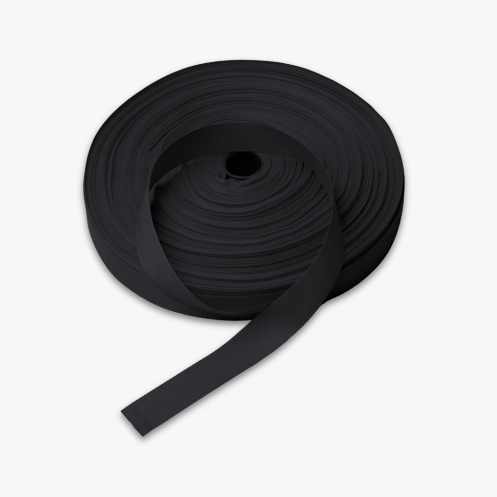 Twill Tape Polyester Black 1 25mm - Ragland Fabrics
