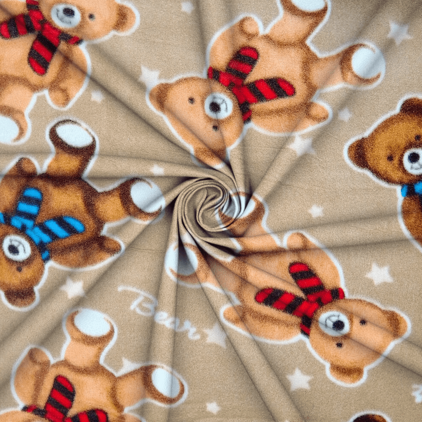 Printed Polar Fleece Teddy Bear Beige - Ragland Fabrics