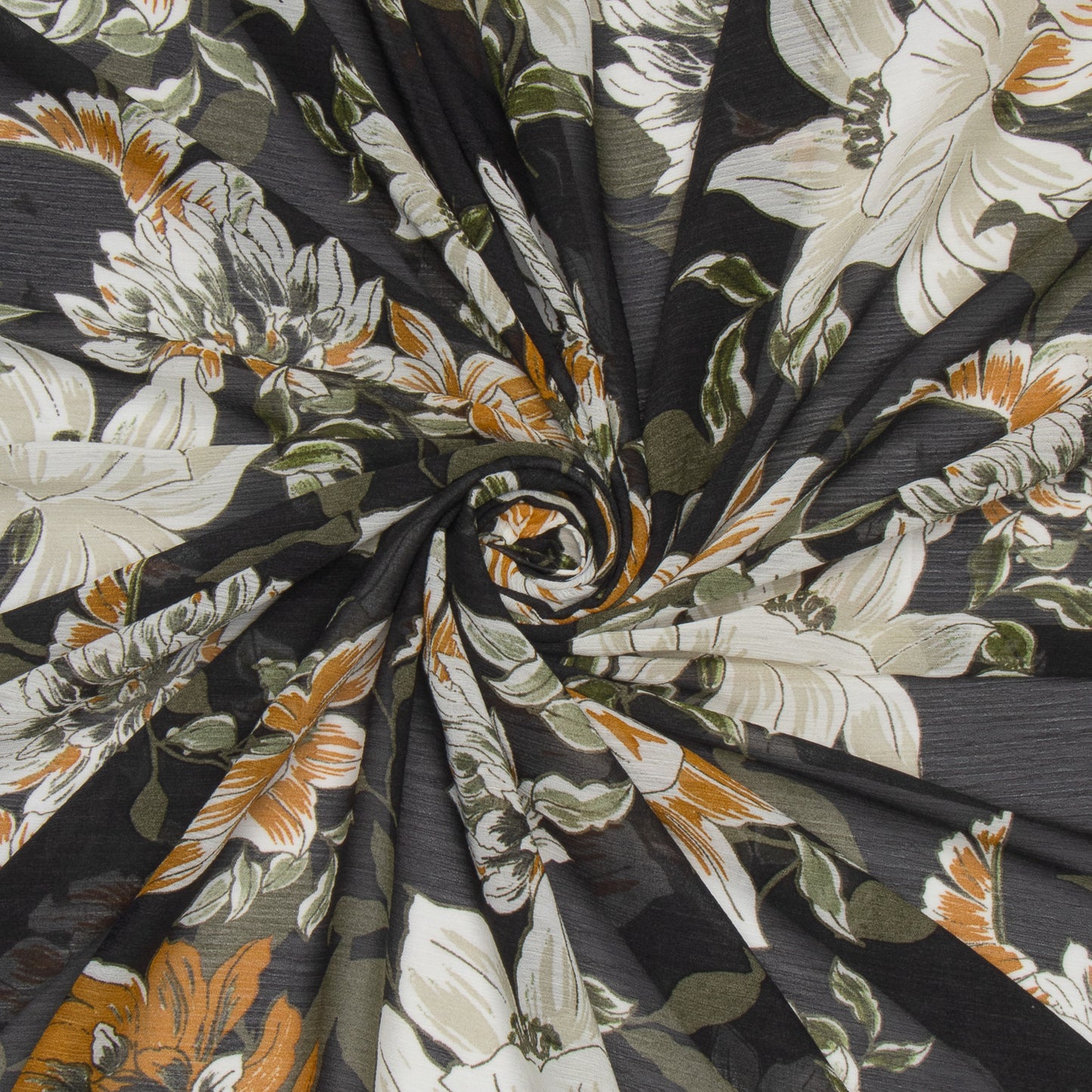 Printed Chiffon Floral Mustard - Ragland Fabrics