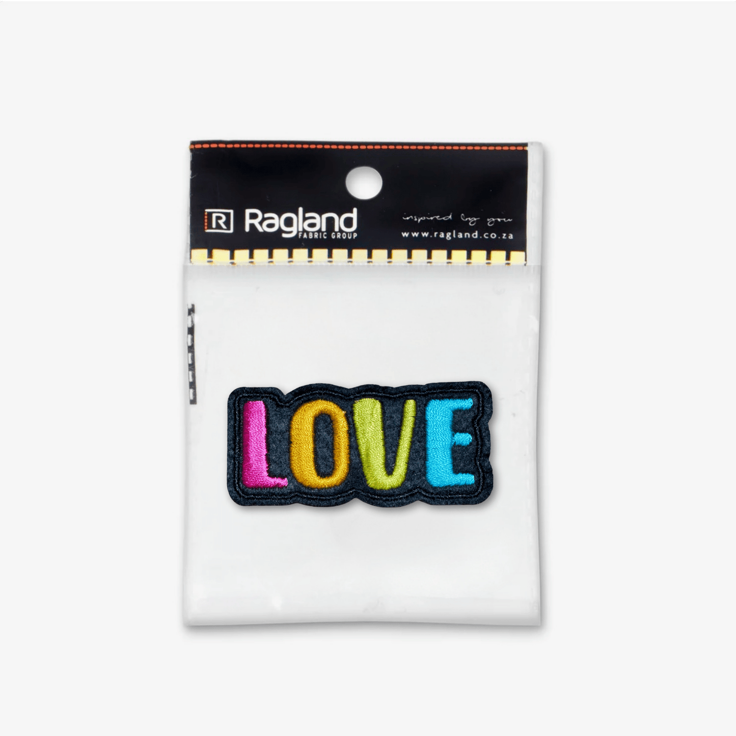 Motif Iron On Badge - LOVE BLACK - Ragland Fabrics