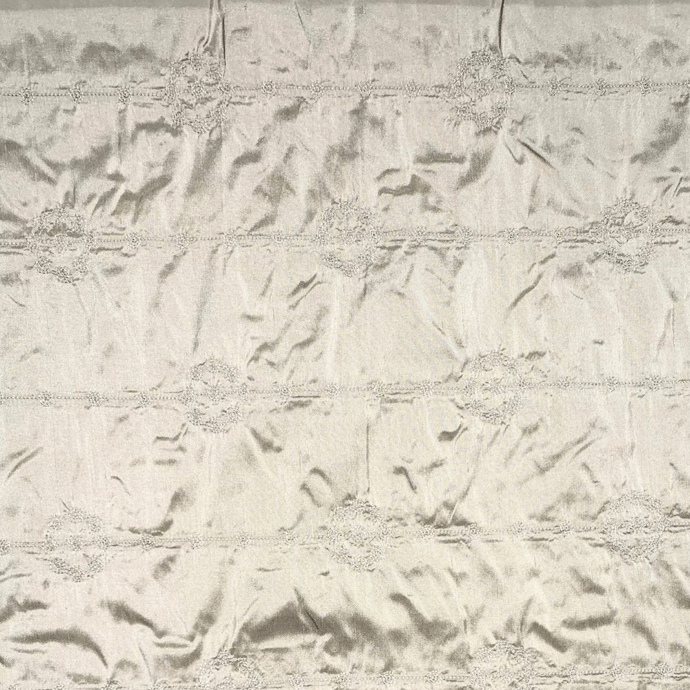 Laura Ashley Embroided Silk Look Fabric Taupe - Ragland Fabrics