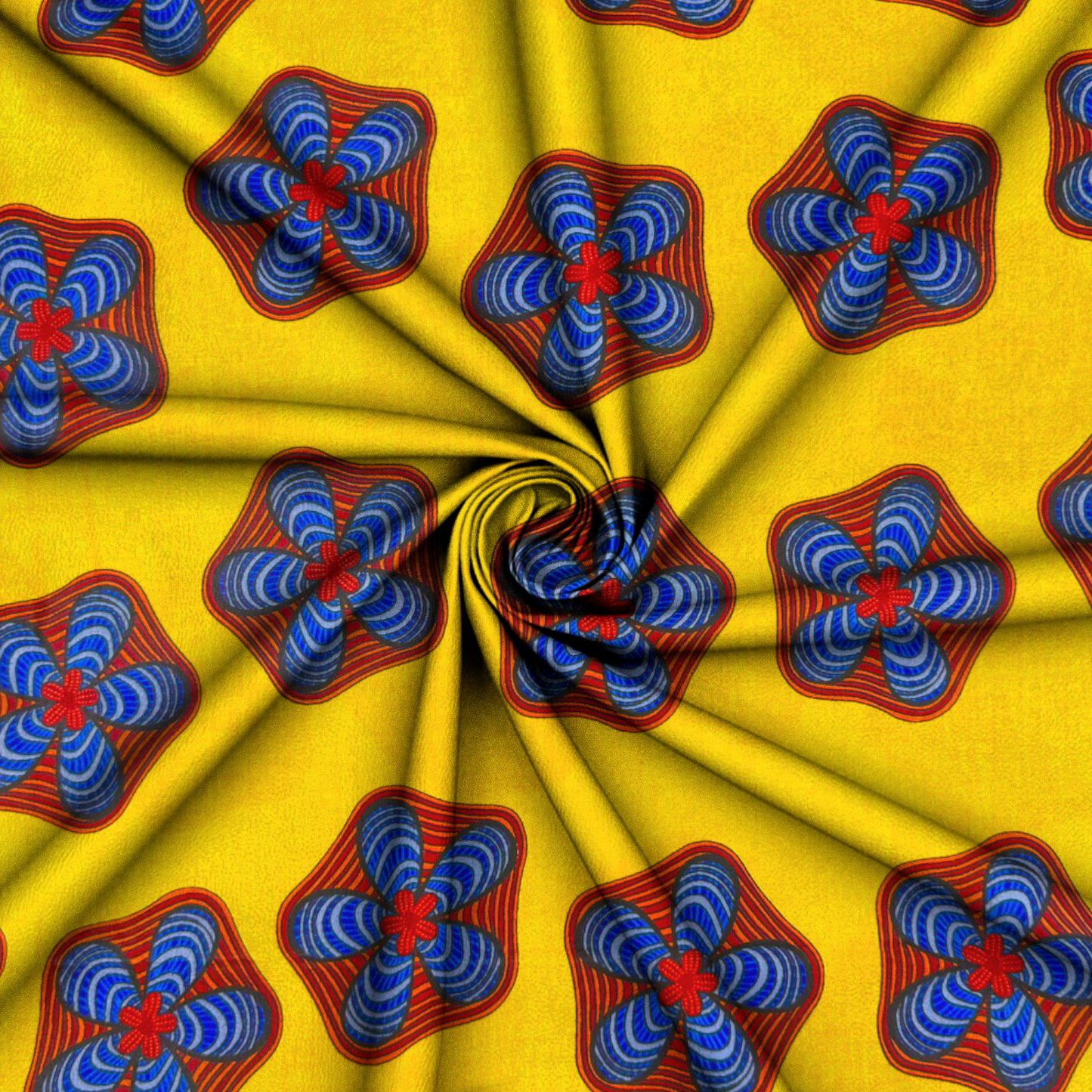 Cotton Wax Prints African Flower Yellow
