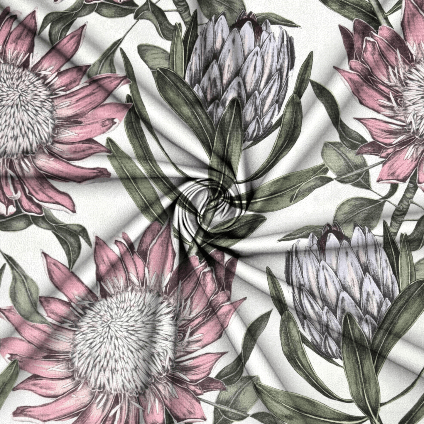 Printed Velvet Pastel Protea - Ragland Fabrics