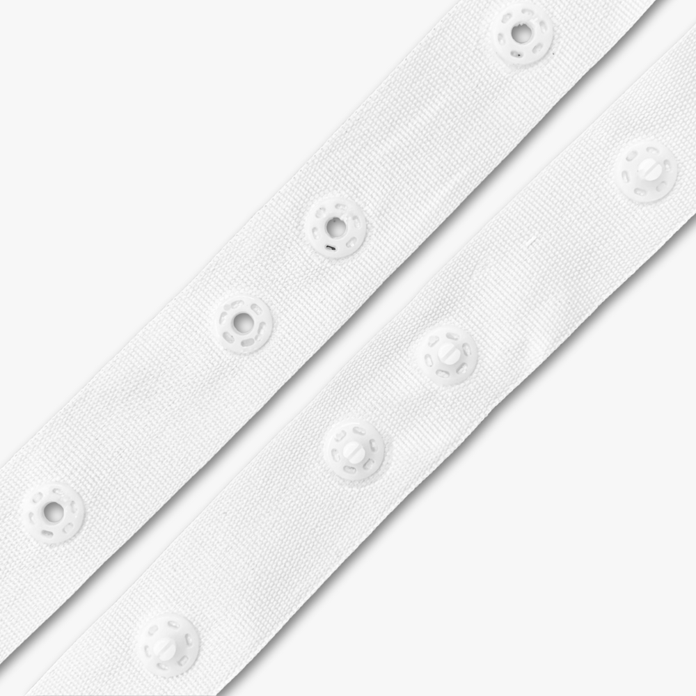 Snap Fastener Tape - 20mm | White - Ragland Fabrics