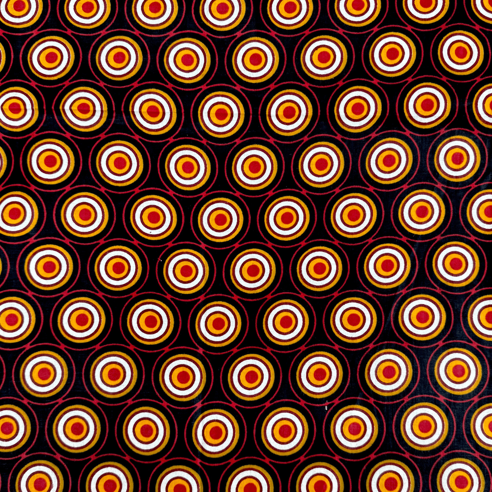 Cotton Wax Prints Kingdom Crest Small Black - Ragland Fabrics