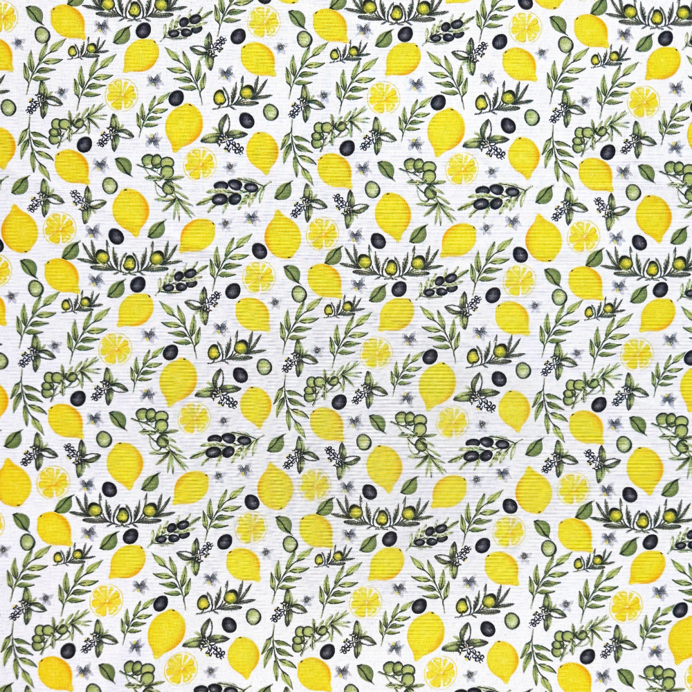 Printed Mini Matt Lemon & Olive White