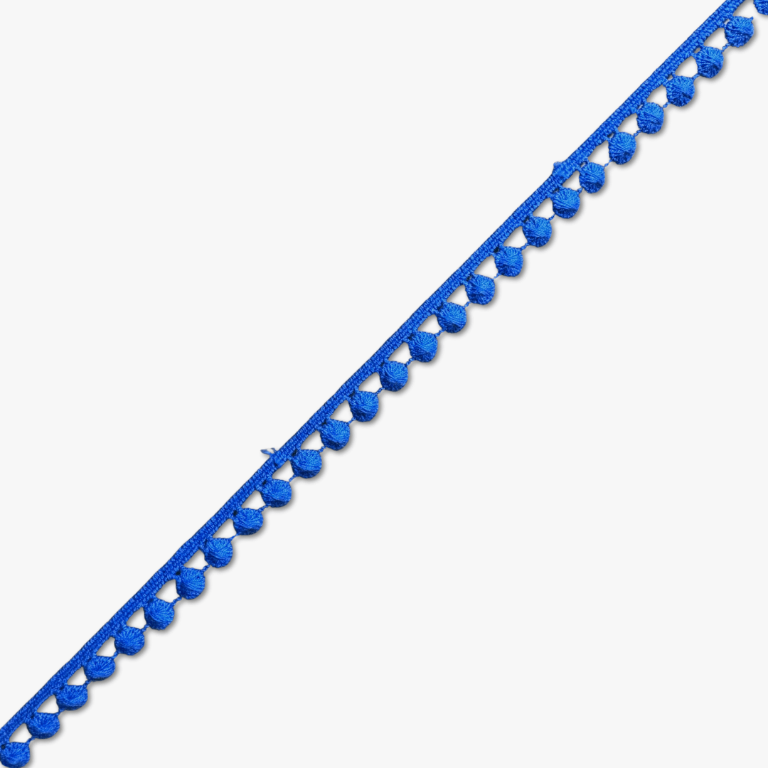 Pom Pom Lace 12mm | Blue (Per Met) - Ragland Fabrics