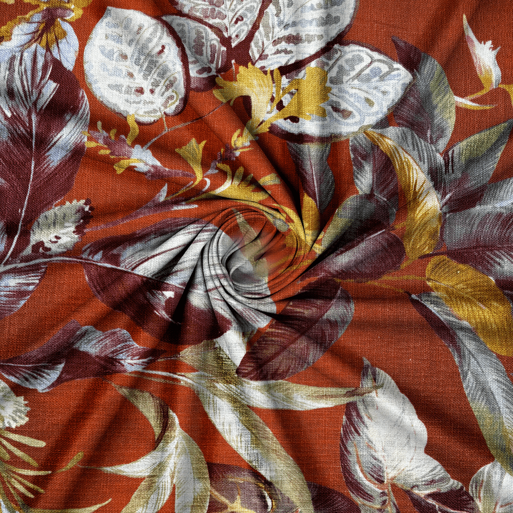 Printed Cotton Linen Auburn Floral - Ragland Fabrics