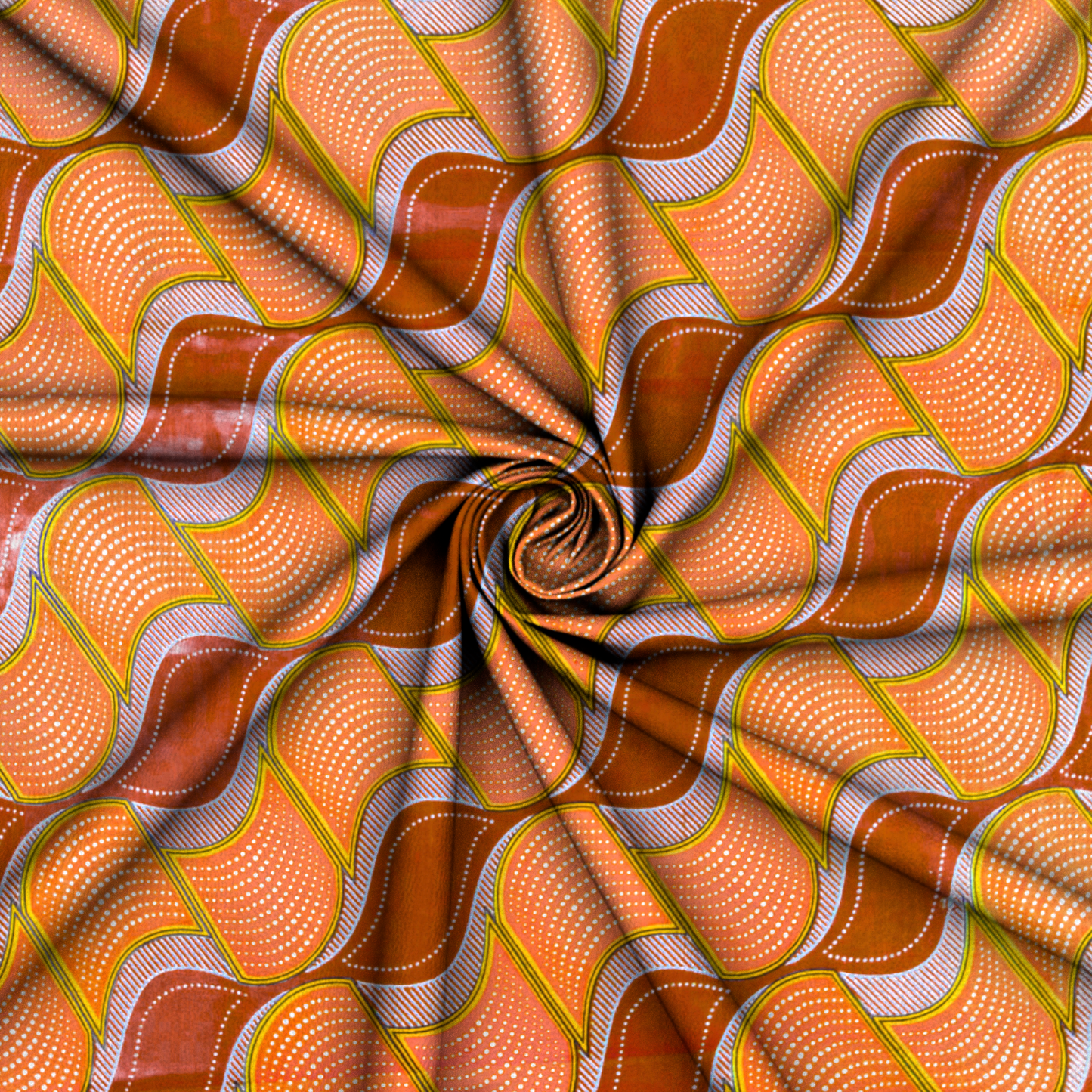 Cotton Wax Prints Diagonal Pools Orange
