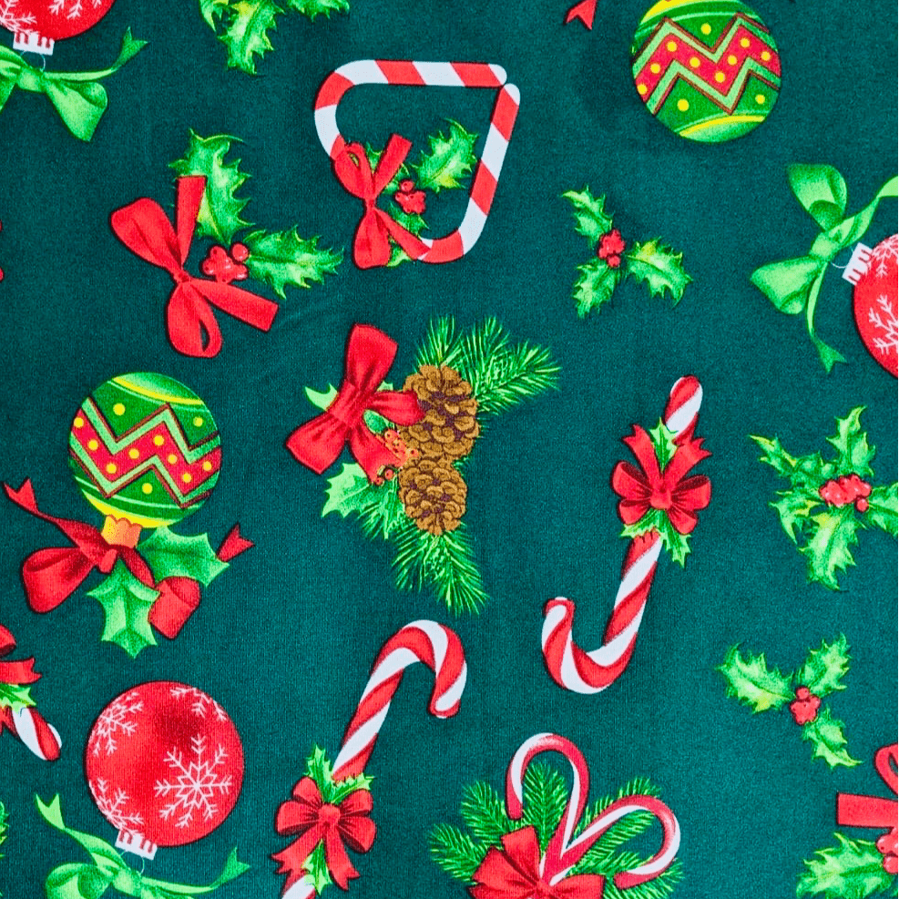 Christmas Printed Mini Matt Decor Green - Ragland Fabrics