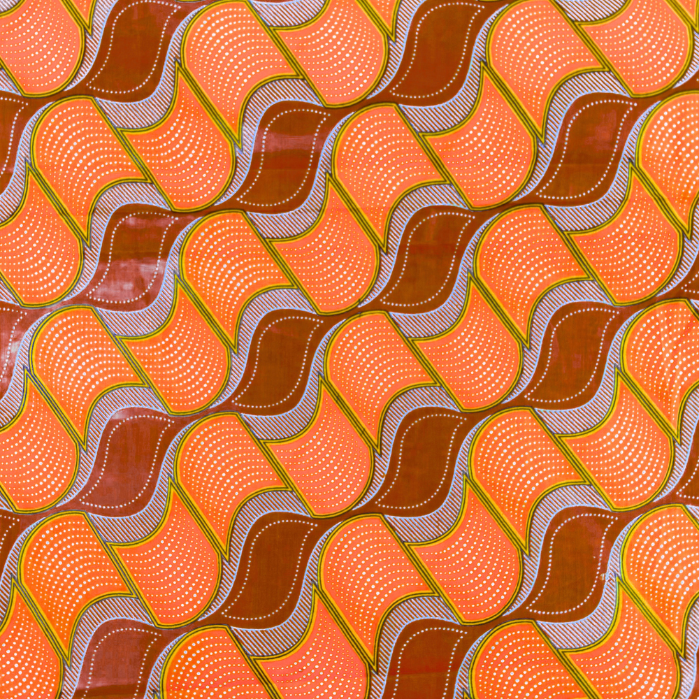 Cotton Wax Prints Diagonal Pools Orange