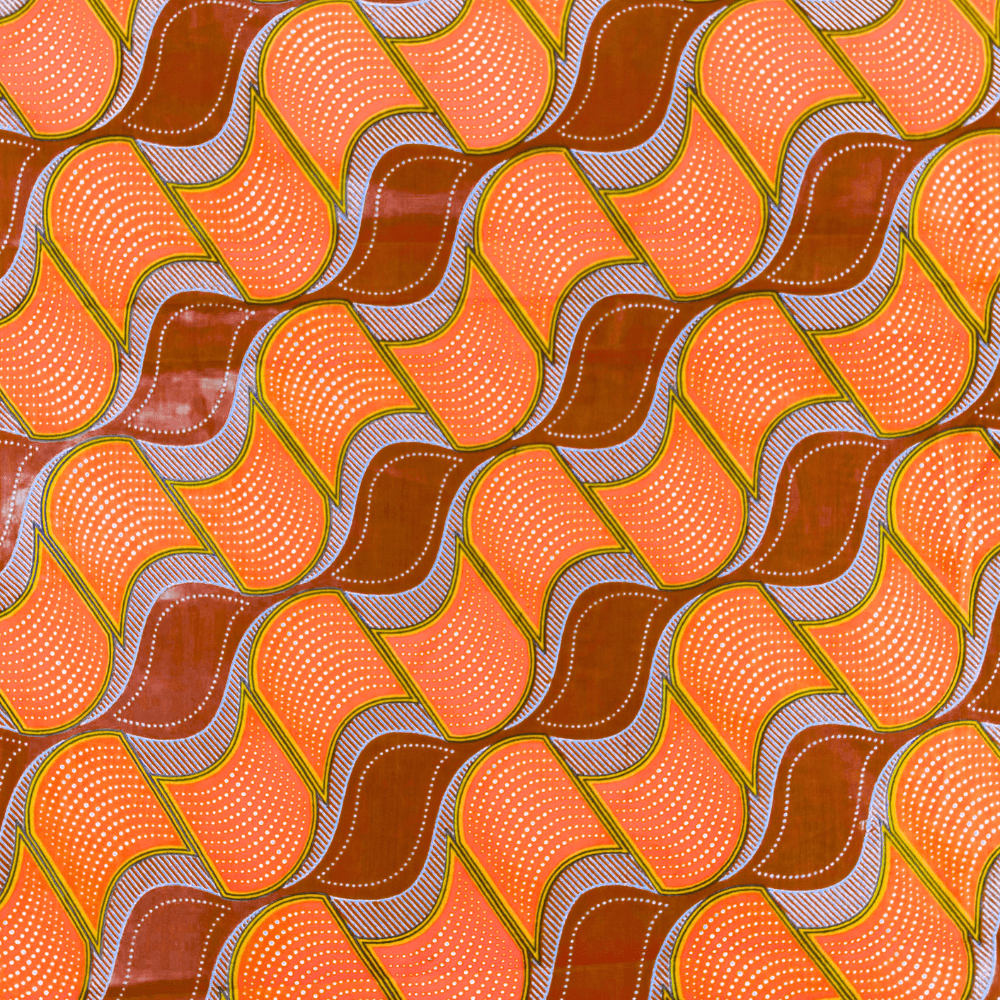 Cotton Wax Prints Diagonal Pools Orange - Ragland Fabrics