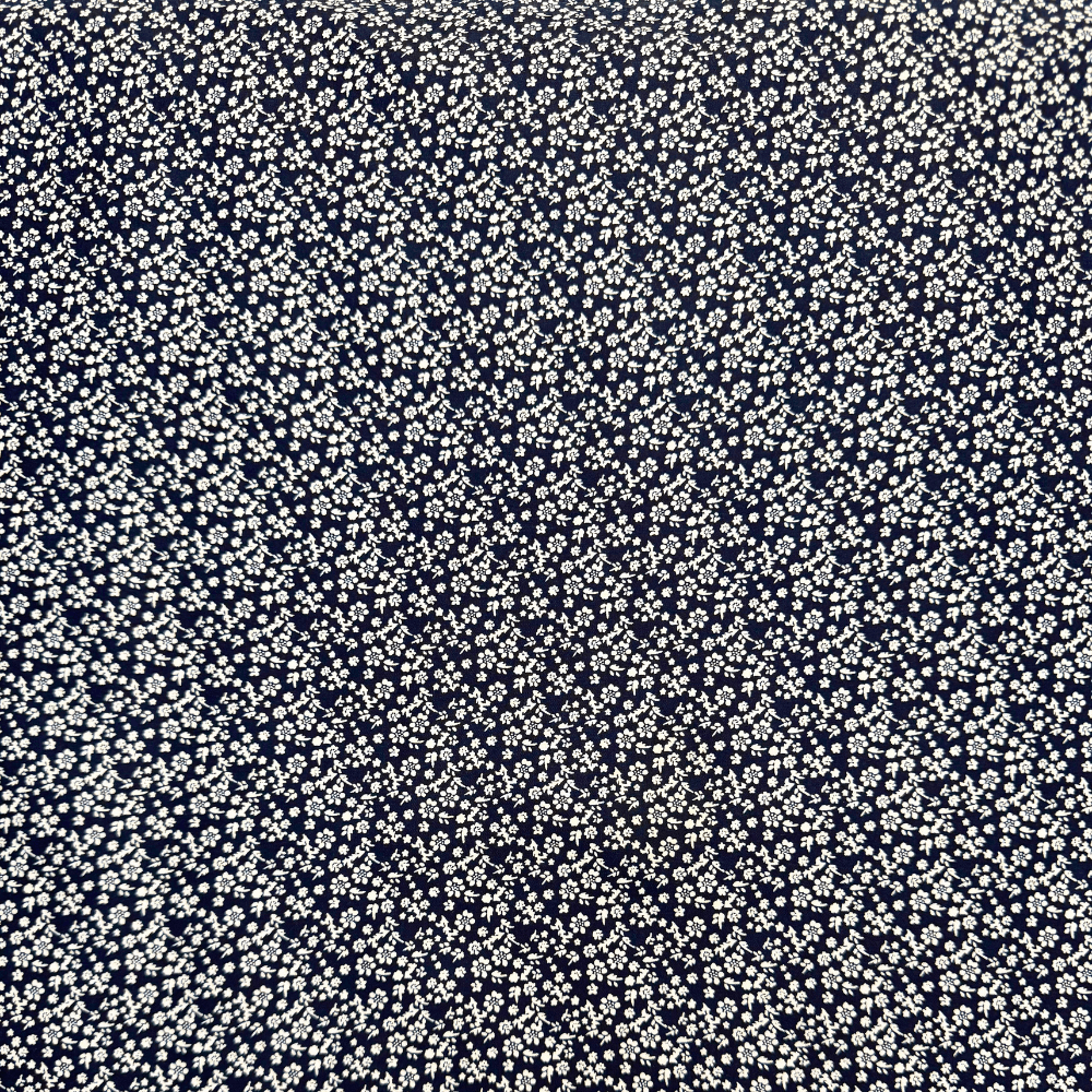 Printed Poly Cotton Navy Floral - Ragland Fabrics