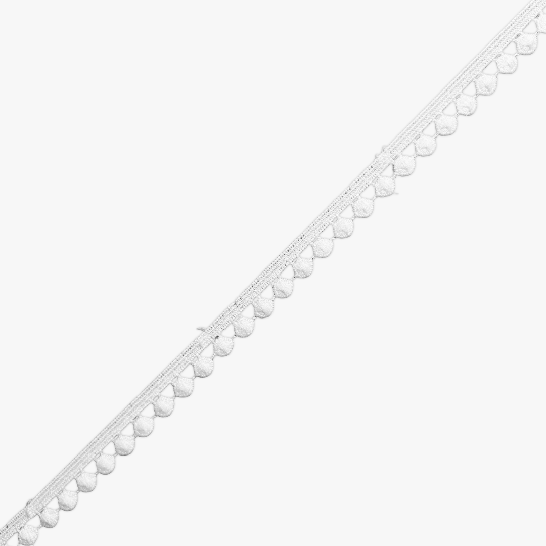 Pom Pom Lace 12mm | White (Per Met) - Ragland Fabrics