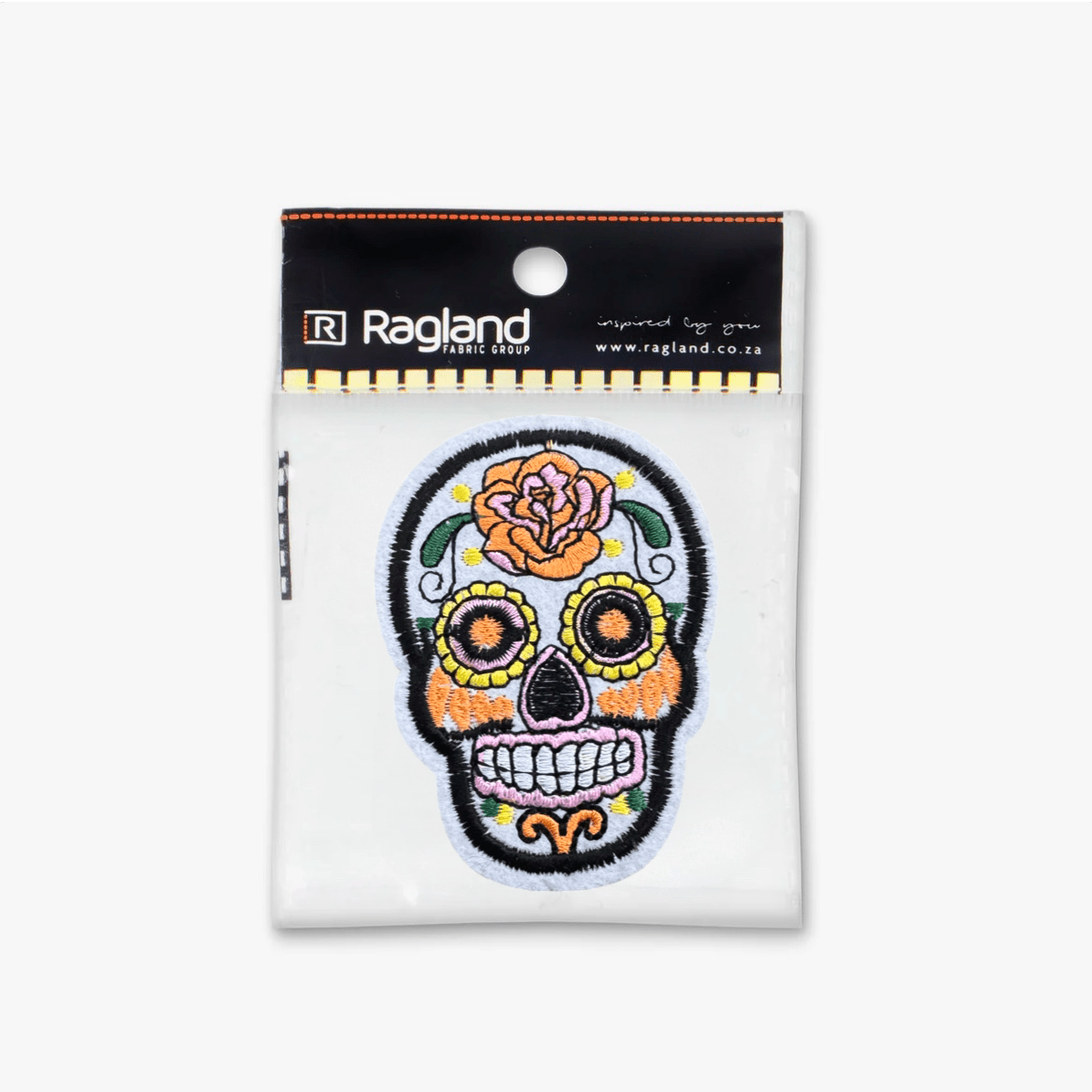 Motif Iron On Badge - SKULL WHITE - Ragland Fabrics