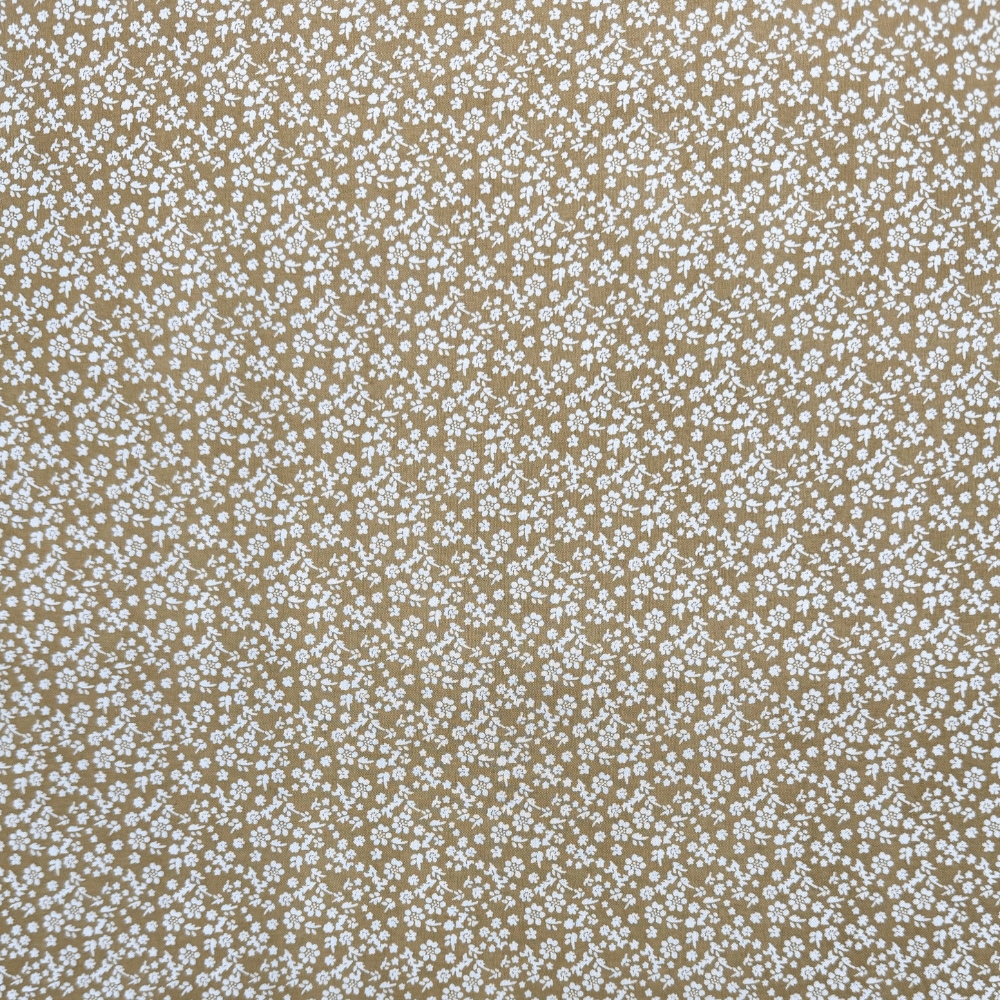 Printed Poly Cotton Ochre Floral - Ragland Fabrics
