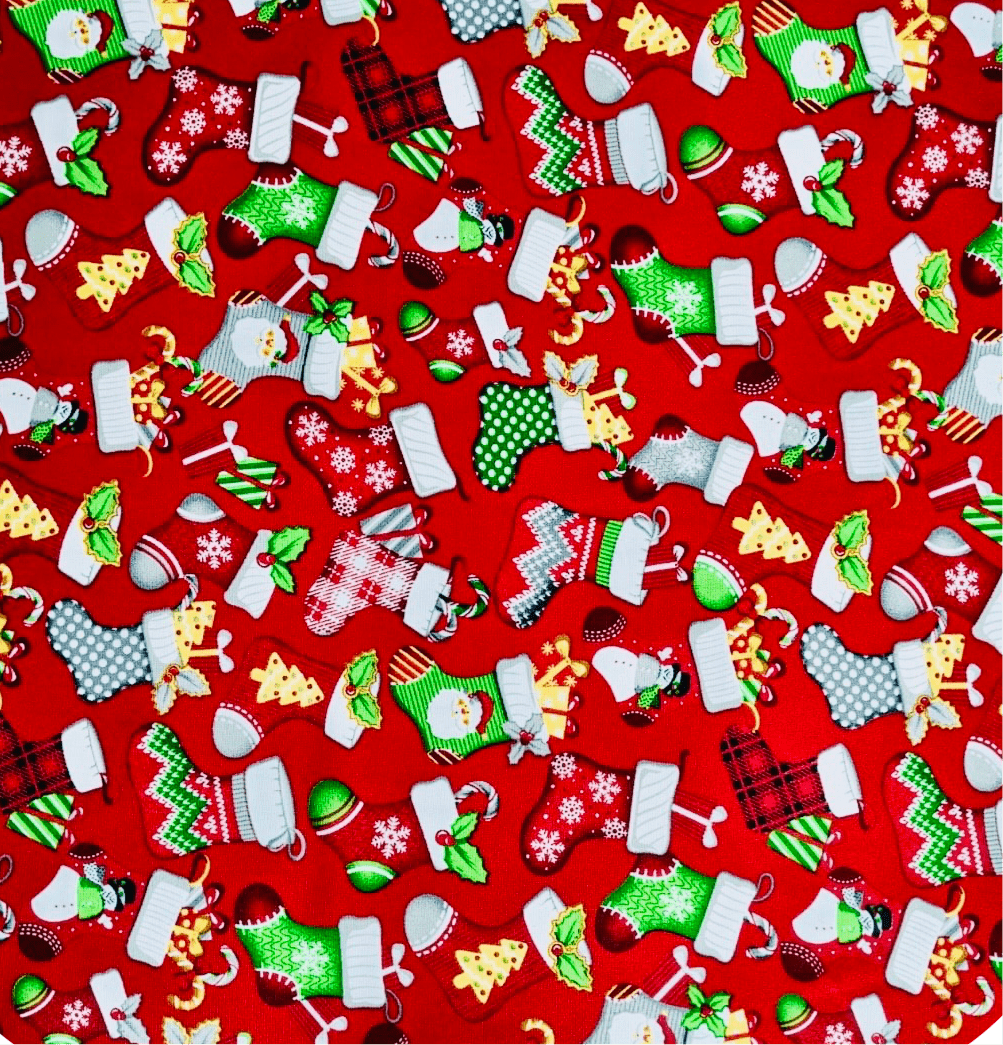 Christmas Printed Mini Matt Stocking Red - Ragland Fabrics