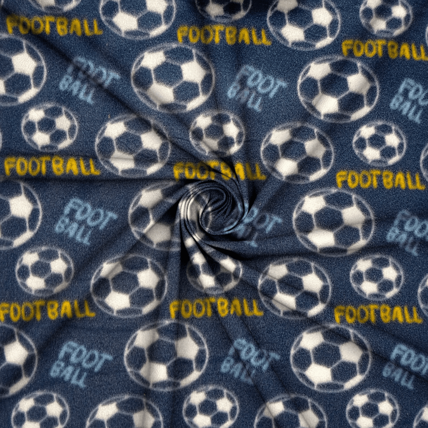 Printed Polar Fleece Football Navy - Ragland Fabrics