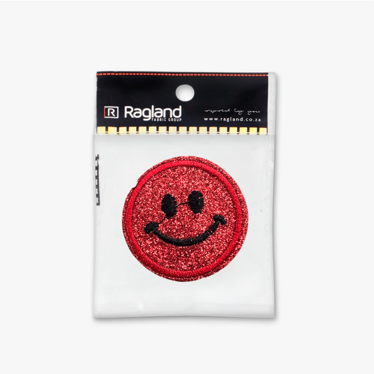 Motif Iron On Badge - SMILEY RED - Ragland Fabrics