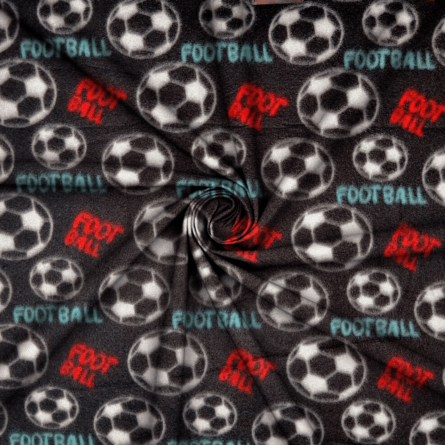 Printed Polar Fleece Football Black - Ragland Fabrics