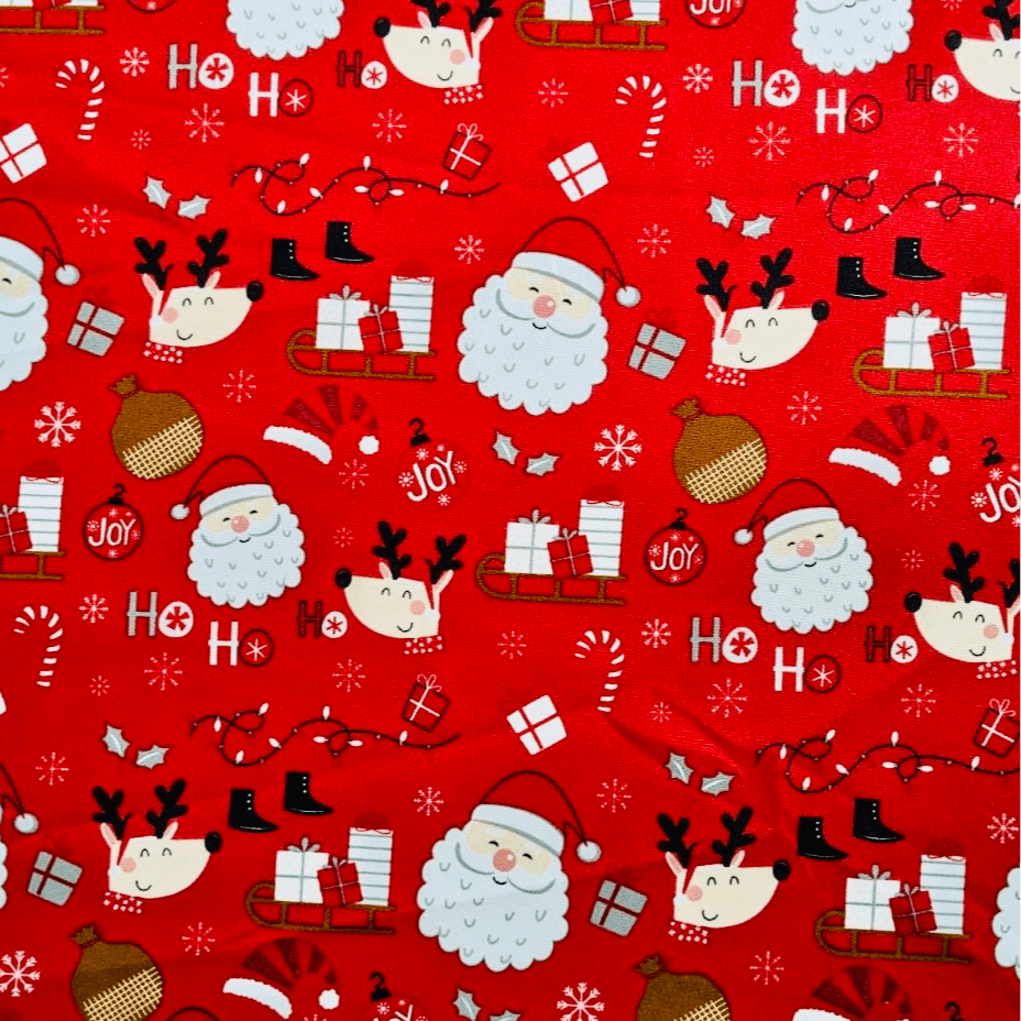 Christmas Printed Mini Matt Santa Joy Red - Ragland Fabrics