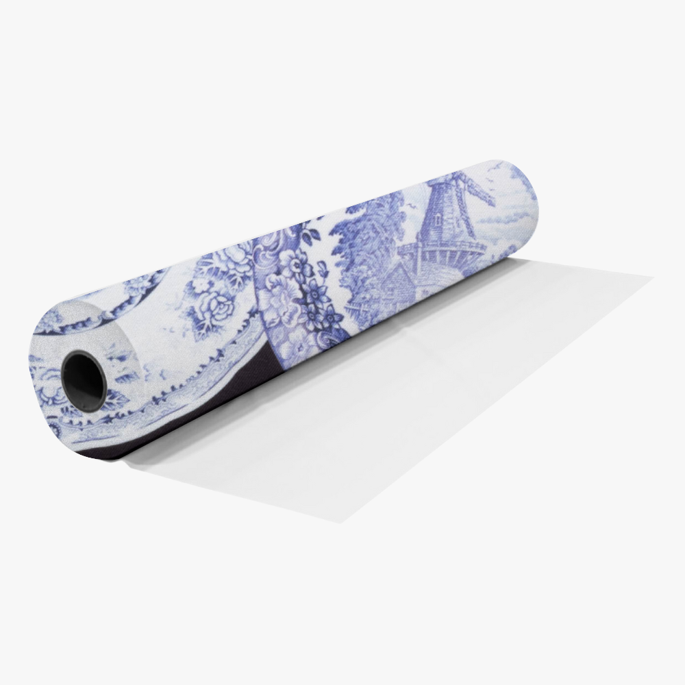 Eco Fabric Blue Plates on White #2091