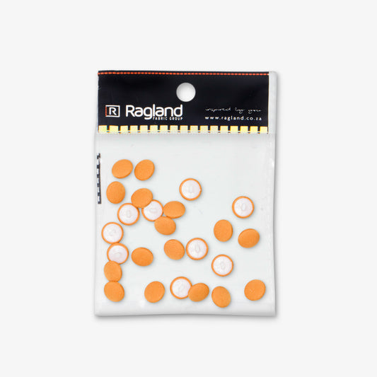 Button Covered Burnt Orange 15mm (25pcs)