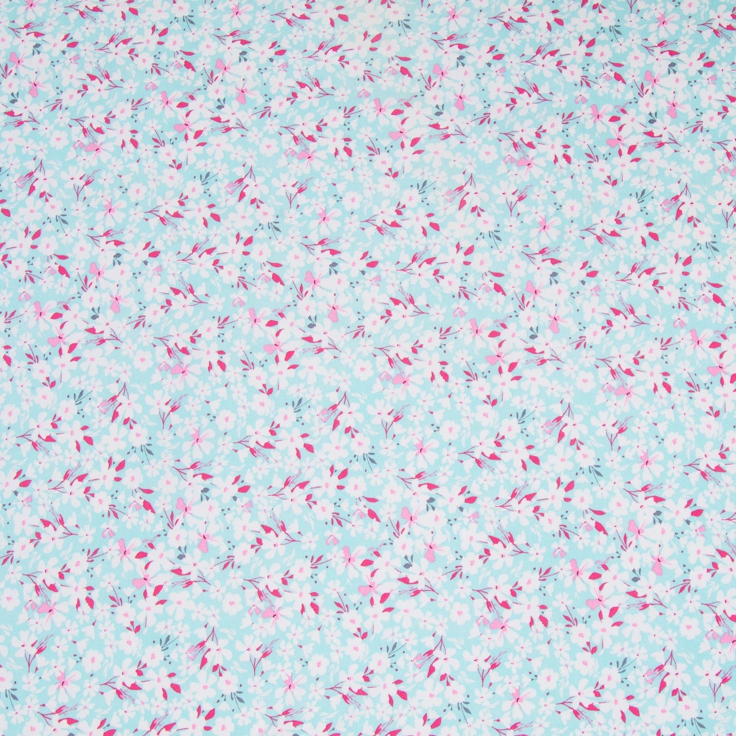Dty Printed Stretch Fabric Turq White Floral - Ragland Fabrics