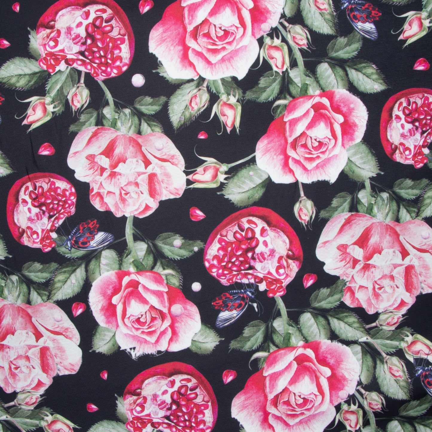 Eco Fabric Pomegranate Black 140cm - Ragland Fabrics