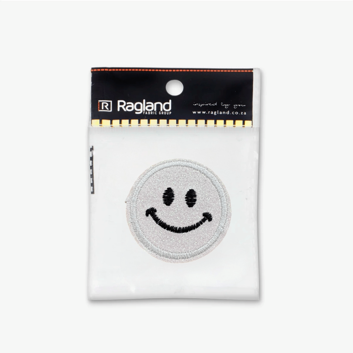 Motif Iron On Badge - SMILEY WHITE - Ragland Fabrics
