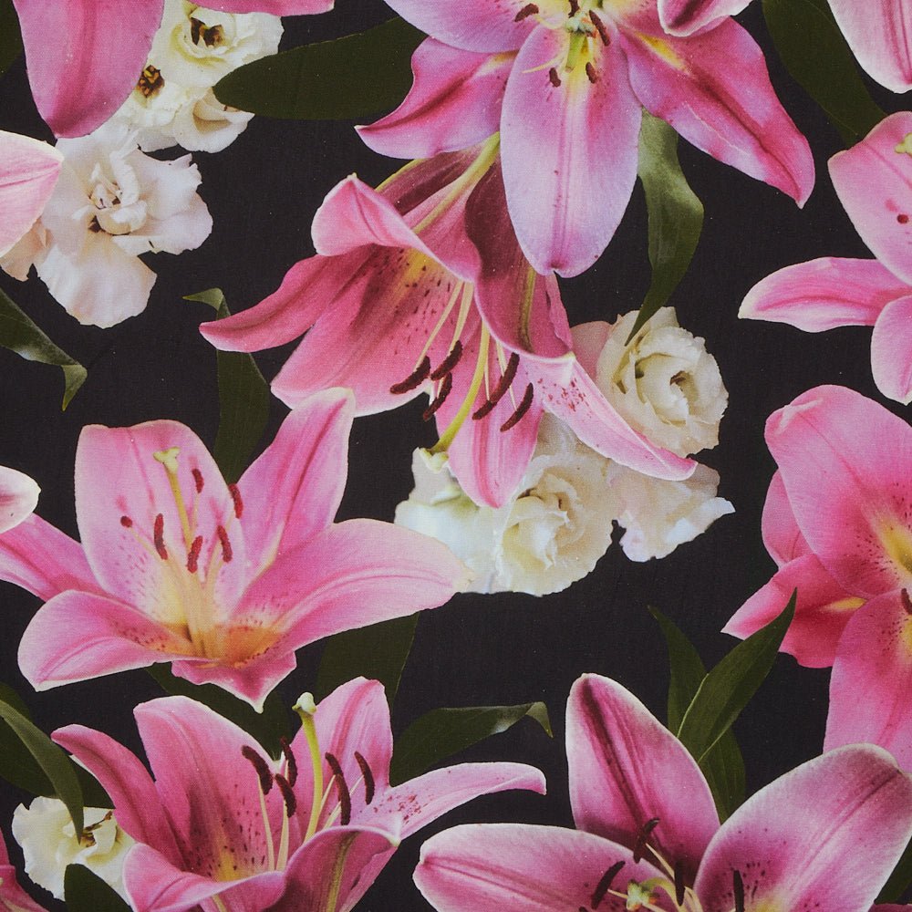 Printed Cotton Linen 140cm Star Gazer Black - Discontinued - Ragland Fabrics