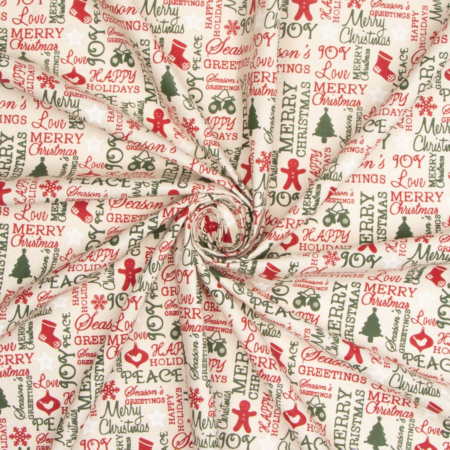 Christmas Cotton Xmas Greetings - Ragland Fabrics