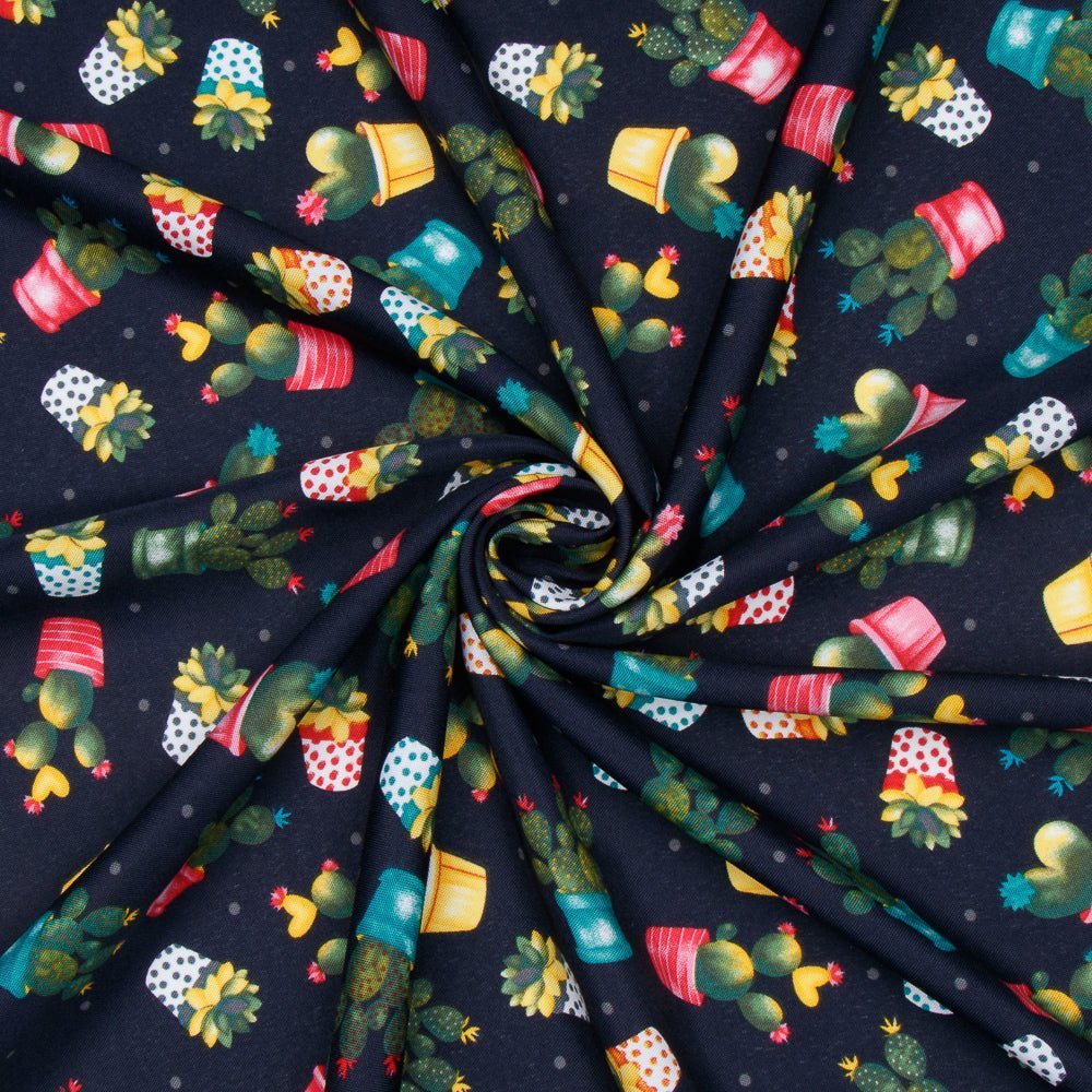 Printed Mini Matt Desert Plant Navy 150cm - Ragland Fabrics