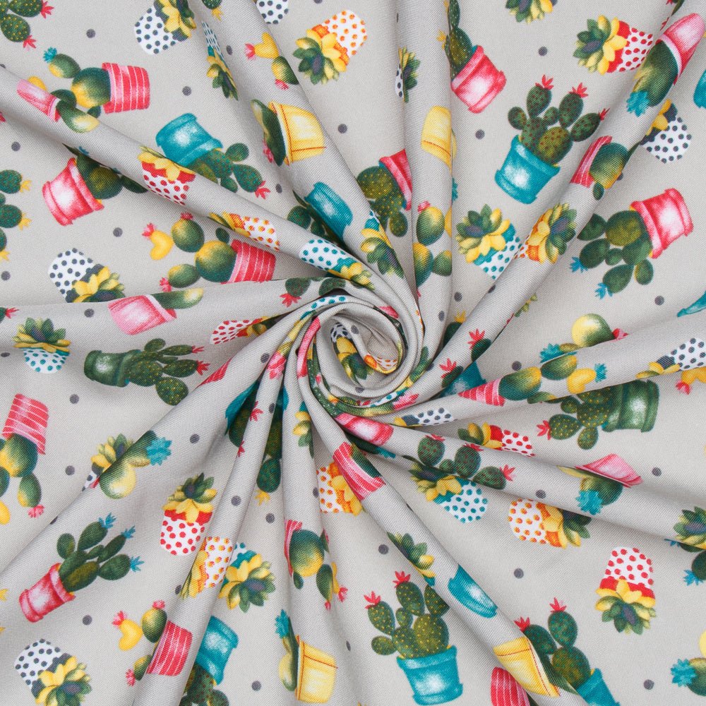 Printed Mini Matt Desert Plant Grey 150cm - Ragland Fabrics