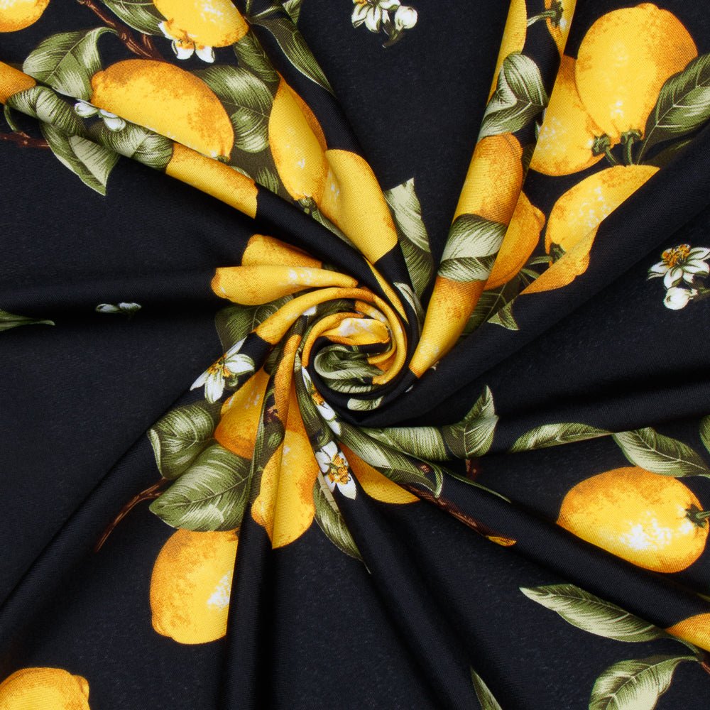 Printed Mini Matt Lemon Fruit Black 150cm - Ragland Fabrics