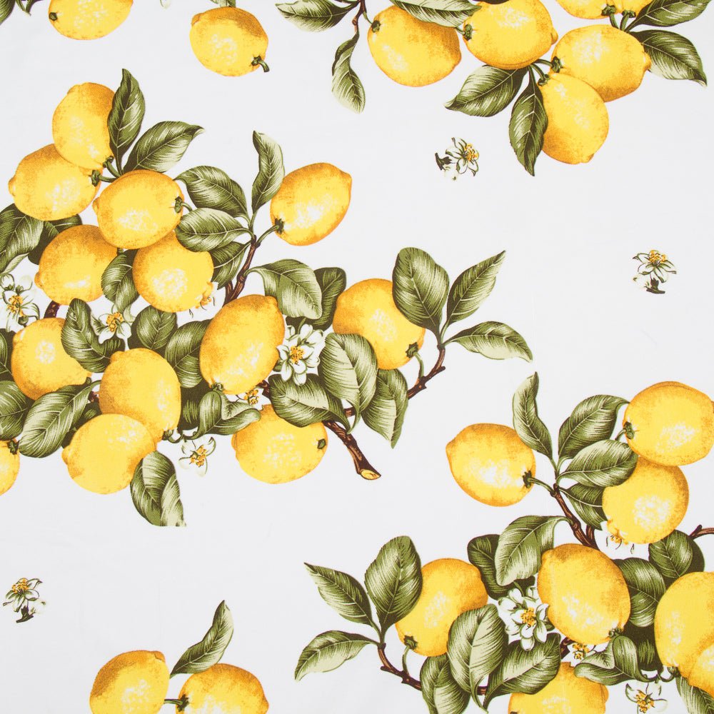 Printed Mini Matt Lemon Fruit White 150cm - Ragland Fabrics