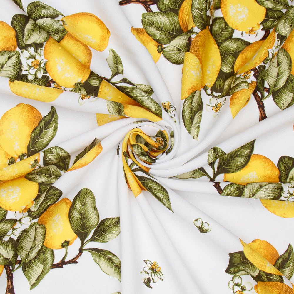 Printed Mini Matt Lemon Fruit White 150cm - Ragland Fabrics