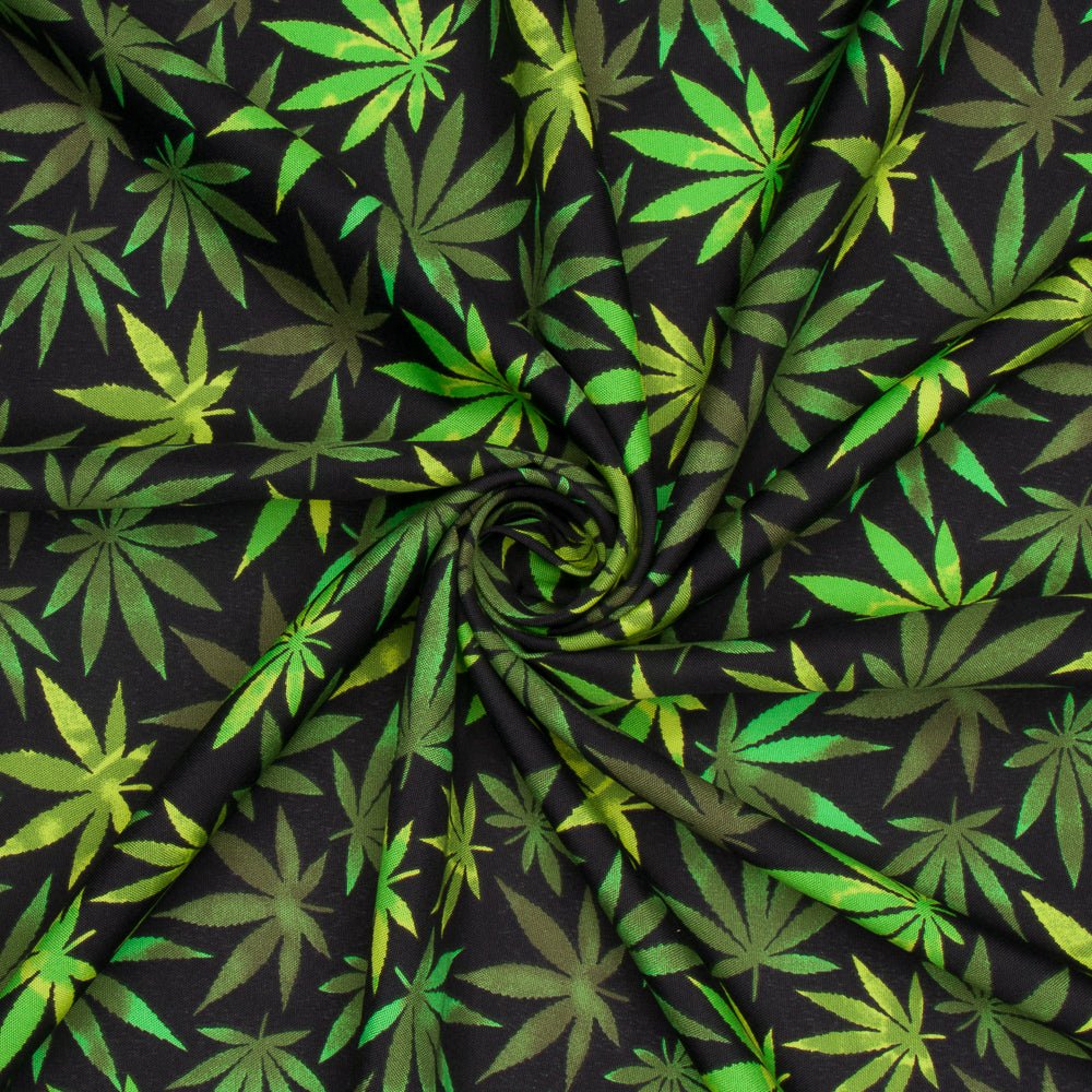 Printed Mini Matt Marijuana Leaf Black 150cm - Ragland Fabrics