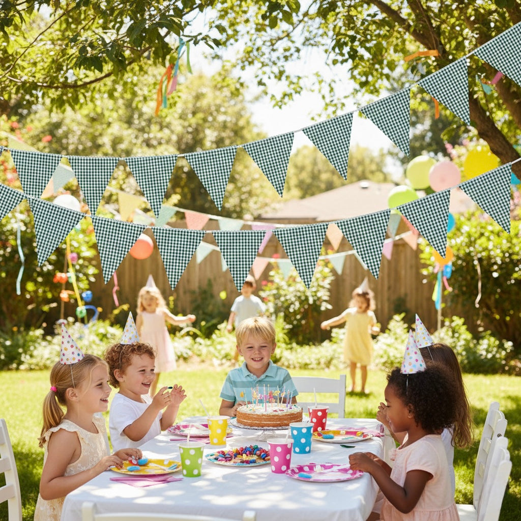 Gingham Check Bottle Green