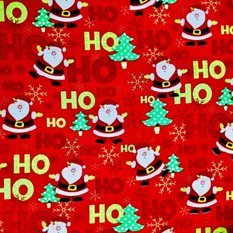 Christmas Printed Mini Matt Ho - Ho Red - Ragland Fabrics