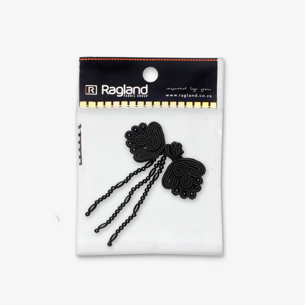 Chinese Button Knot 1 pair Black - Ragland Fabrics