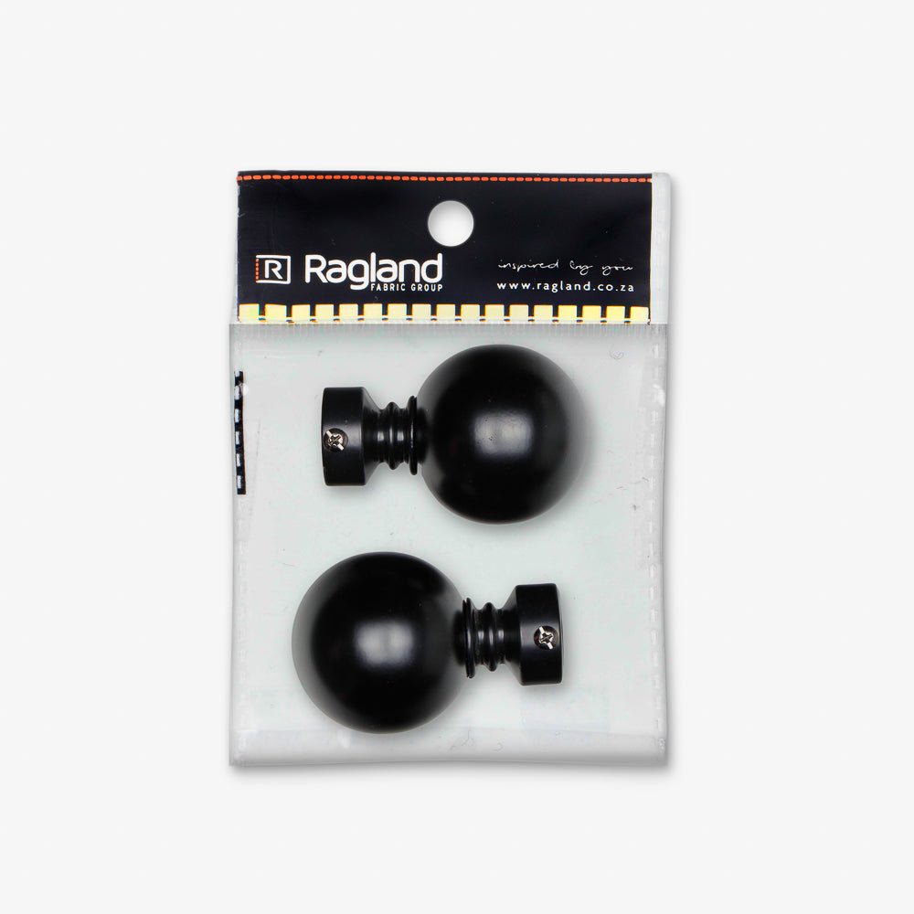 Finial Ball 25mm Black (Pack of 2) - Ragland Fabrics
