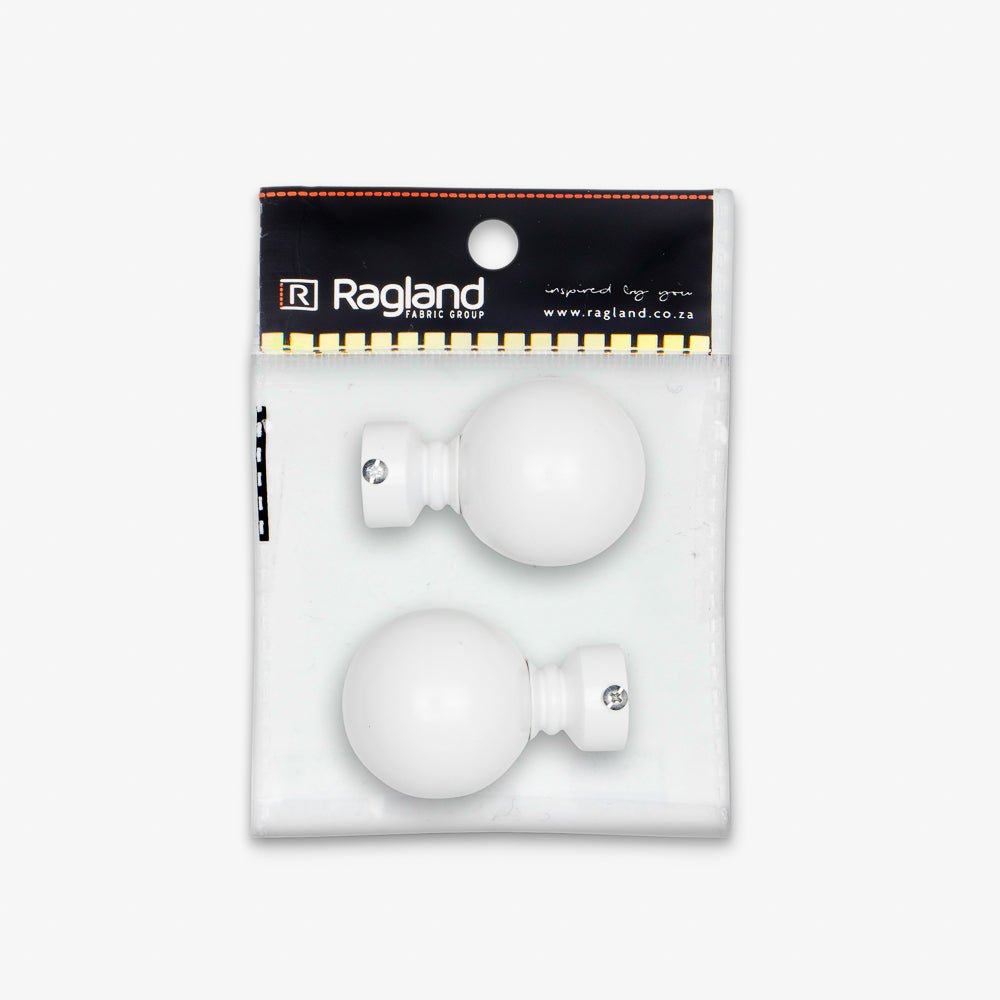 Finial Ball 25mm White (Pack of 2) - Ragland Fabrics