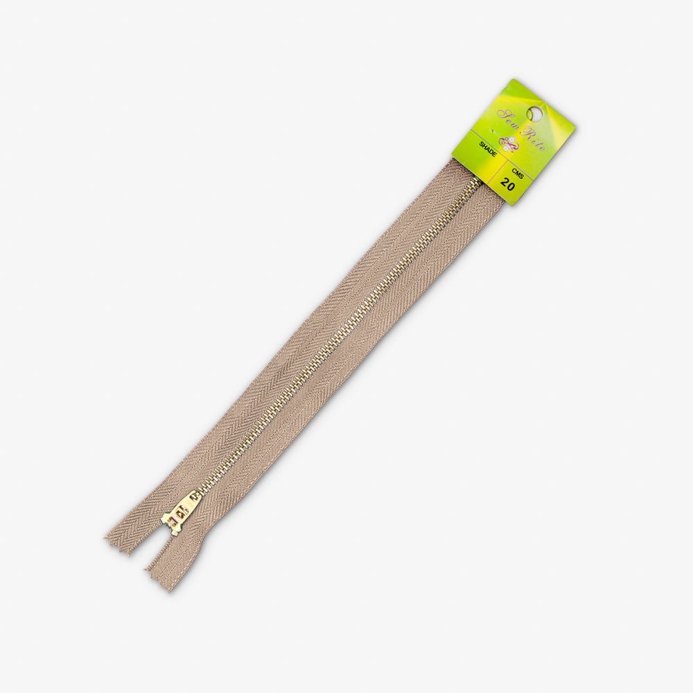 Metal Trouser Zips Beige - 20cm - Ragland Fabrics
