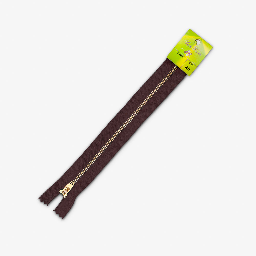 Metal Trouser Zips Dark Chocolate - 20cm