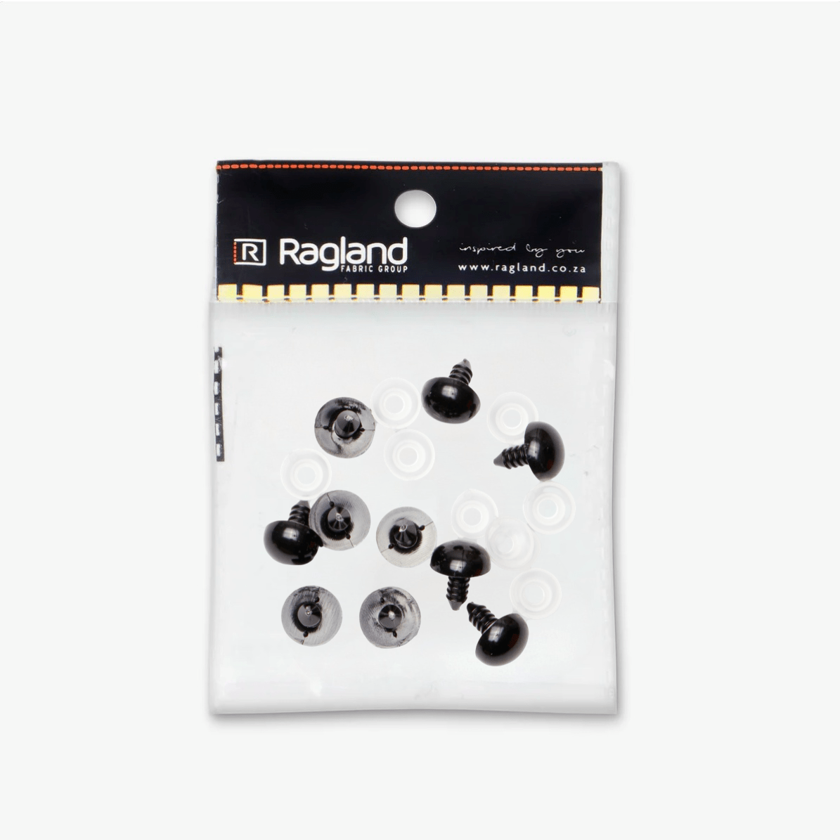 Teddy Eyes Black 16mm (5 Pairs) - Ragland Fabrics