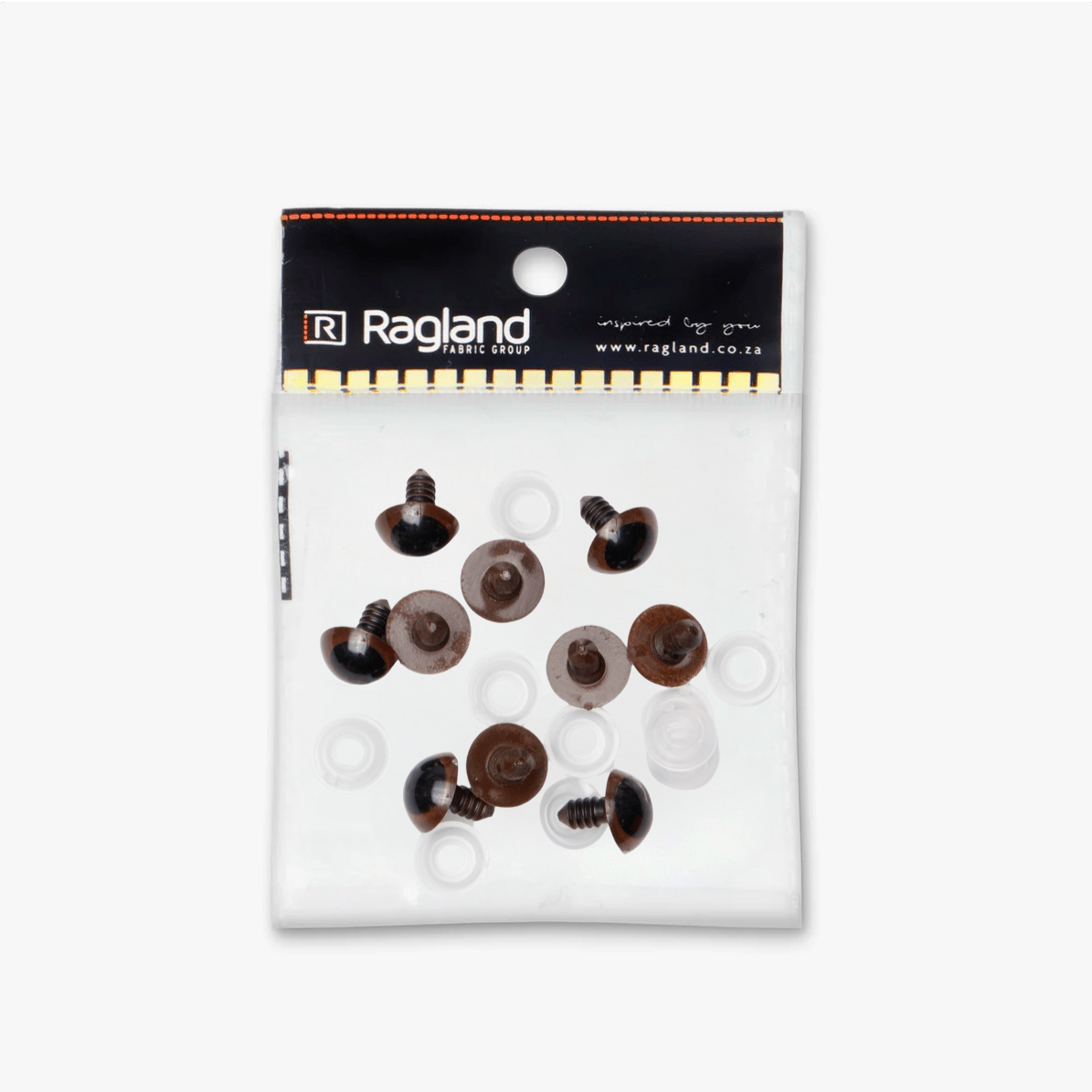 Teddy Eyes Brown 16mm (5 Pairs) - Ragland Fabrics
