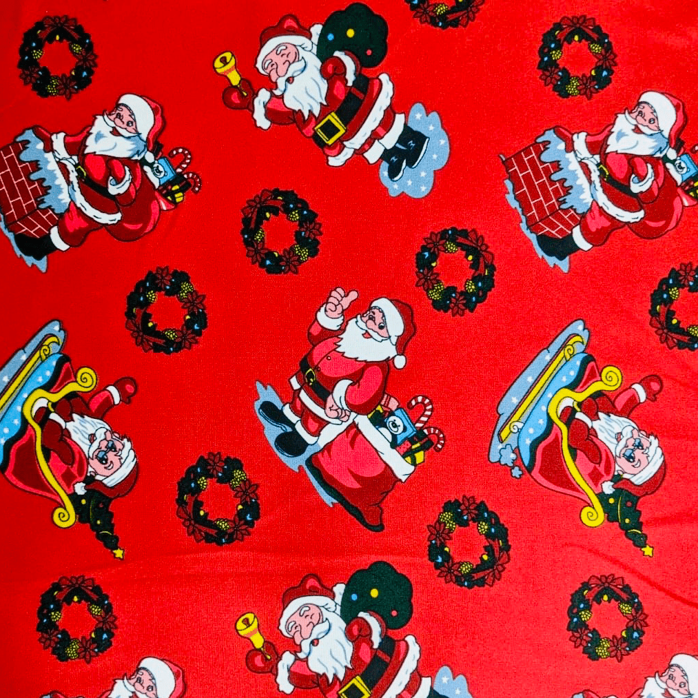 Christmas Printed Mini Matt Santa's Sled Red - Ragland Fabrics