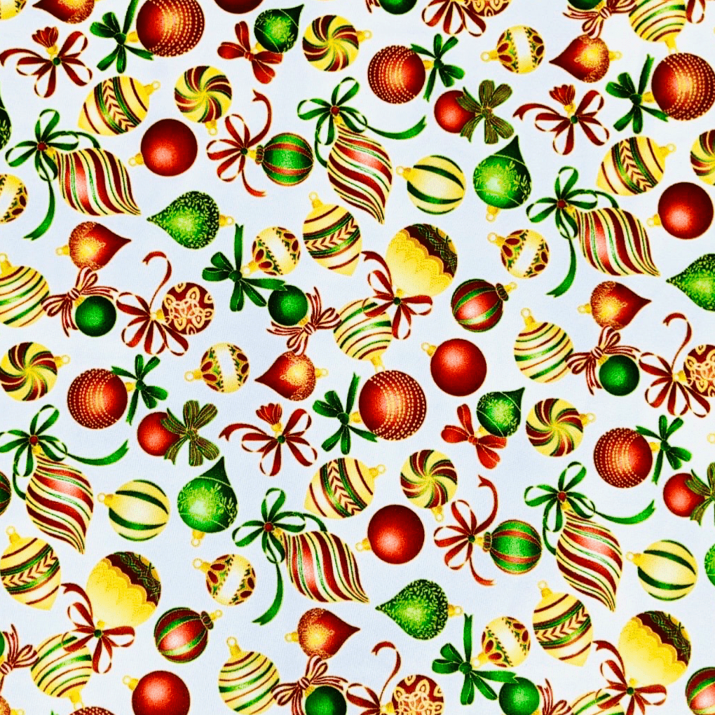 Christmas Printed Mini Matt Cheer White - Ragland Fabrics