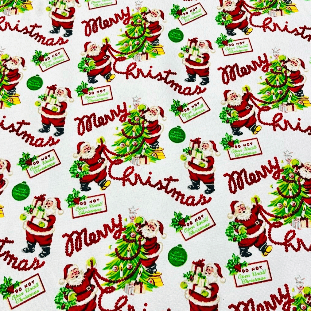 Christmas Printed Mini Matt Merry Christmas White - Ragland Fabrics